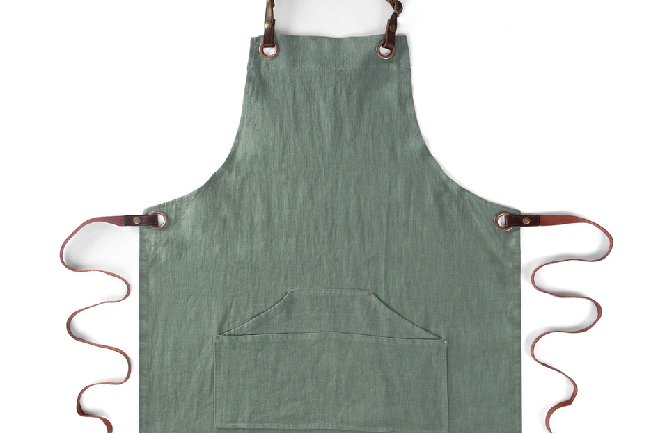 Tablier n137 en lin vert 