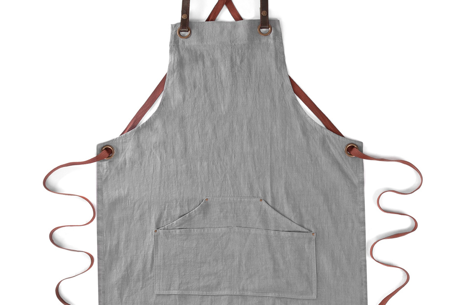 Tablier n137 en lin gris 