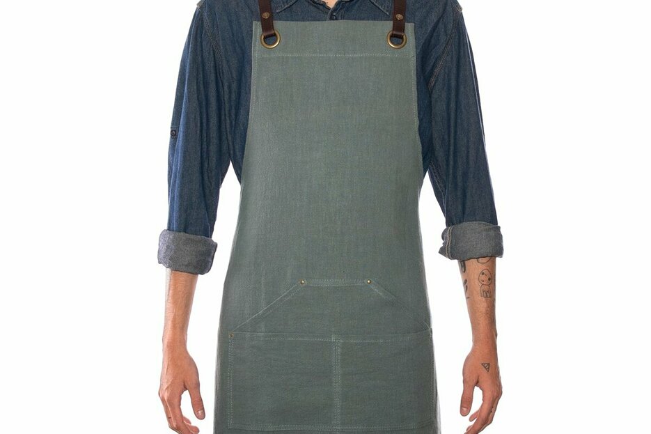 Tablier n137 en lin vert 