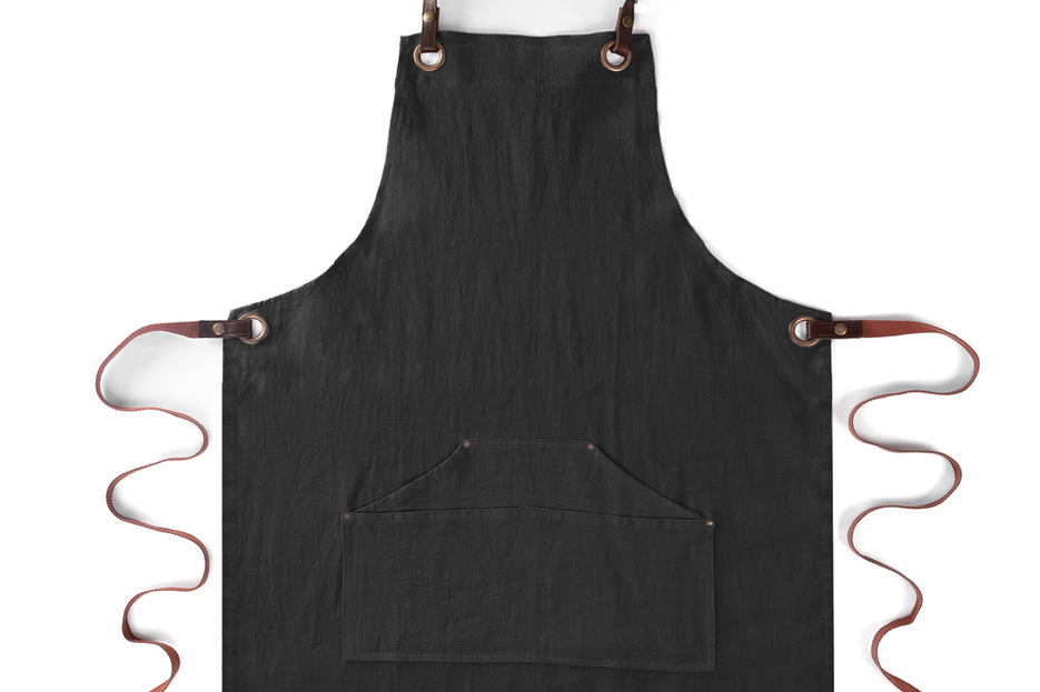 Tablier n137 en lin noir