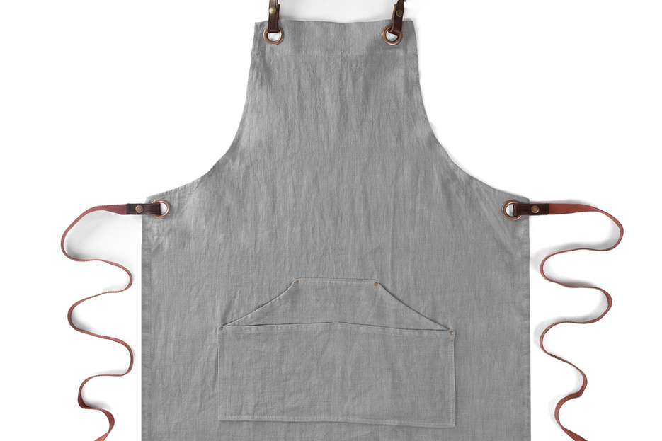 Tablier n137 en lin gris