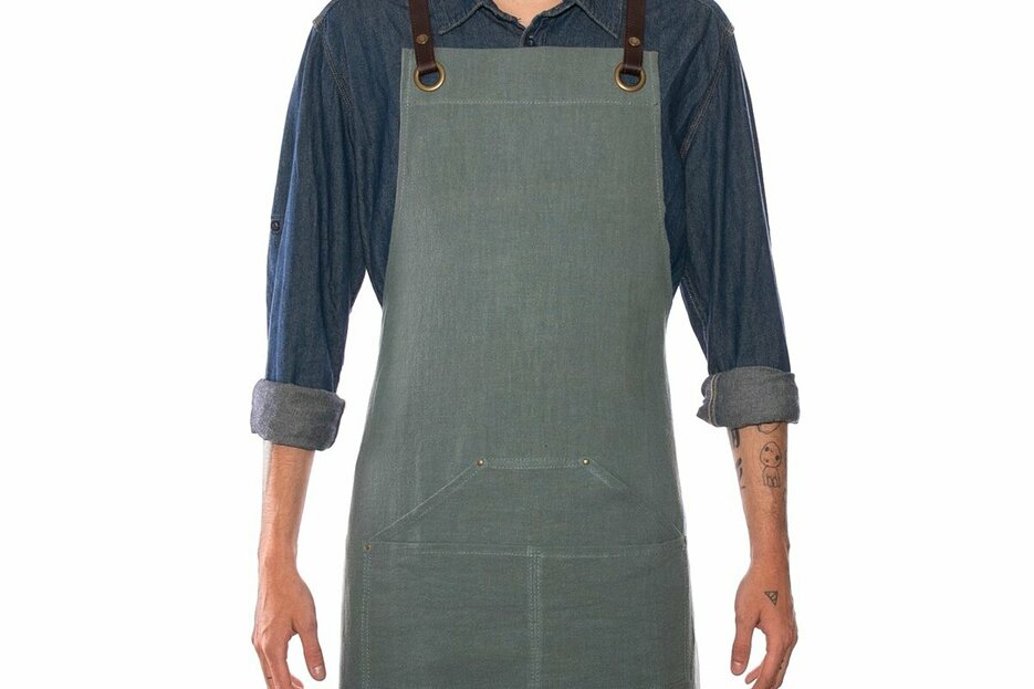 Tablier n137 en lin vert