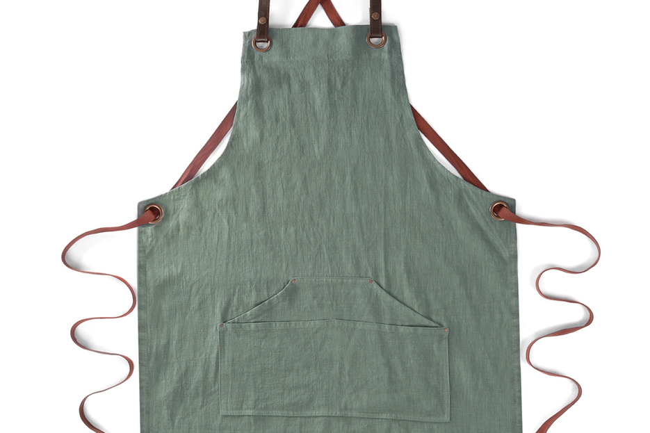 Tablier n137 en lin vert 
