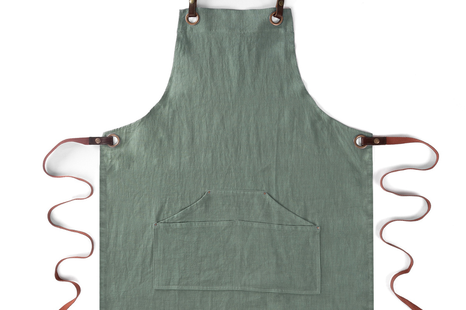 Tablier n137 en lin vert 