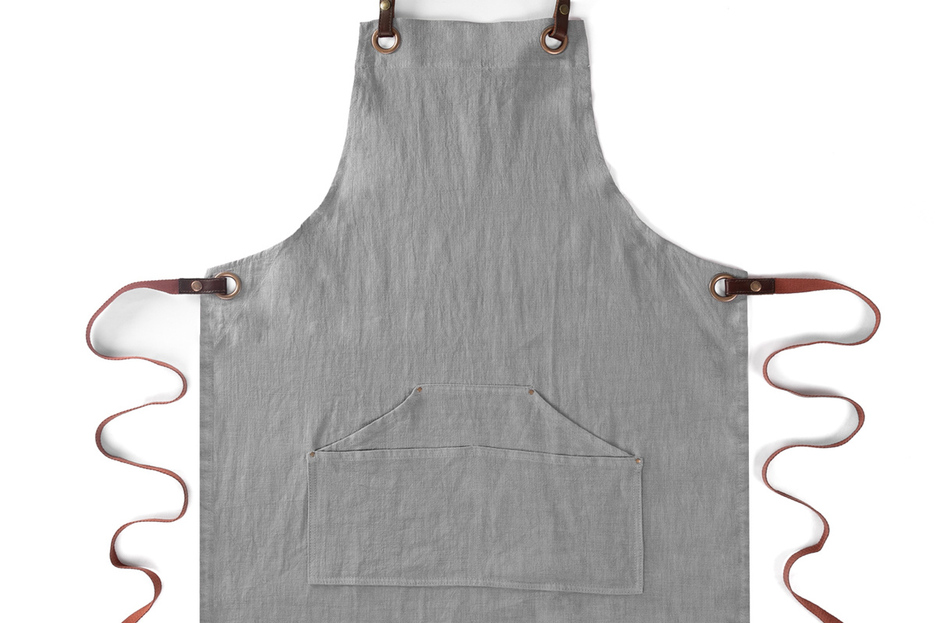 Tablier n137 en lin gris 