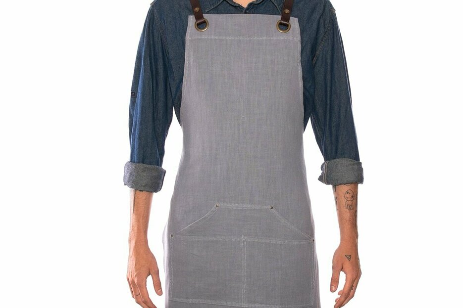 Tablier n137 en lin gris 