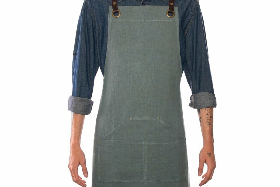 Tablier n137 en lin vert 